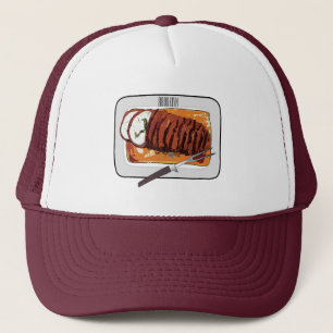 Roast turkey breast cartoon illustration trucker hat