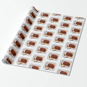 Roast turkey breast cartoon illustration wrapping paper