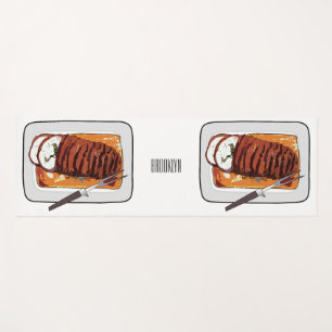 Roast turkey breast cartoon illustration yoga mat