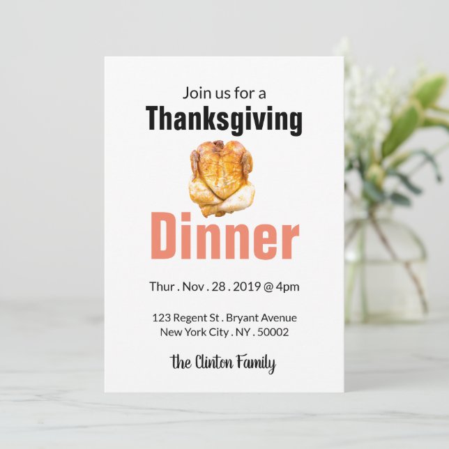 Roast Turkey, Thanksgiving Dinner Invitation (Standing Front)