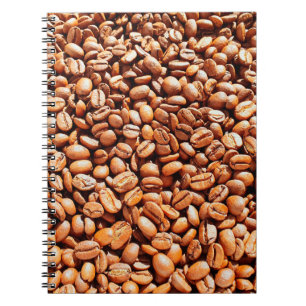 roasted aromatic coffee beans in sunlight, coffee  notebook