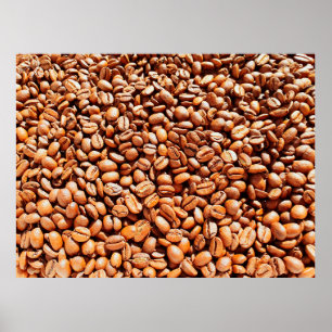 roasted aromatic coffee beans in sunlight, coffee  poster