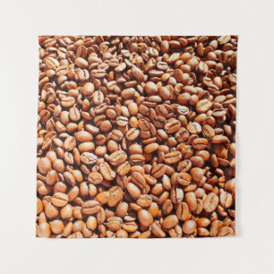 roasted aromatic coffee beans in sunlight, coffee  tapestry