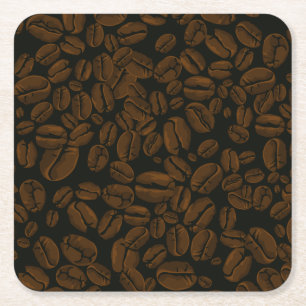 Roasted Coffee Beans Square Paper Coaster