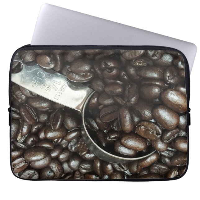 Roasted Coffee Beans With Silver Scoop Photograph Laptop Sleeve (Front)