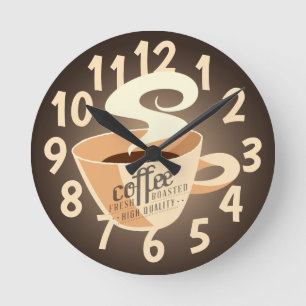 Roasted Coffee (brown) Round Clock