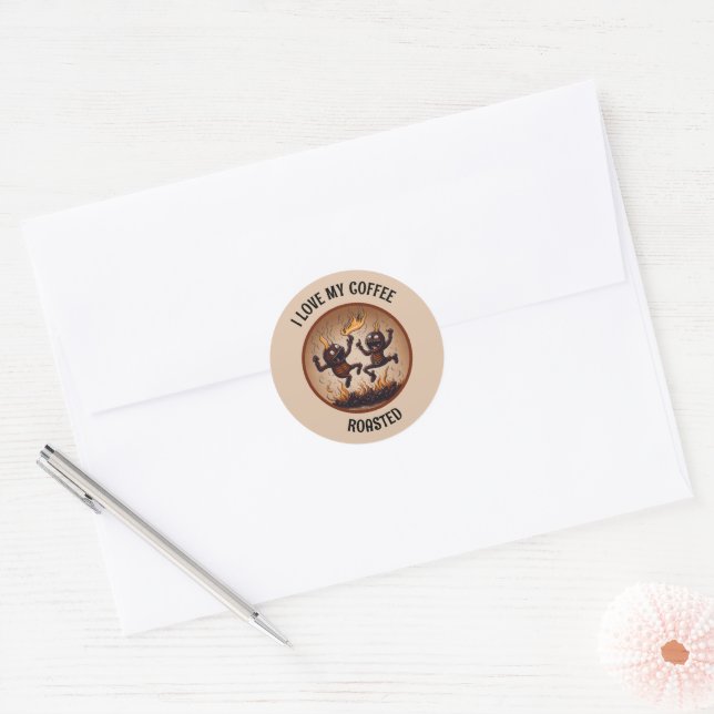 Roasted Coffee Classic Round Sticker (Envelope)