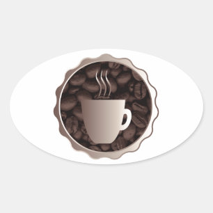 Roasted Coffee Cup Sign Oval Sticker