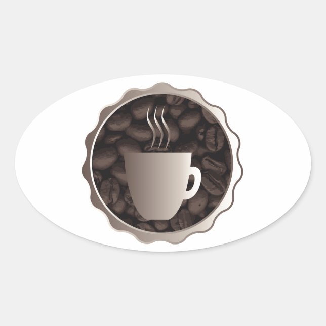 Roasted Coffee Cup Sign Oval Sticker (Front)