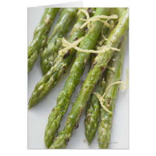 Roasted green asparagus with lemon zest,