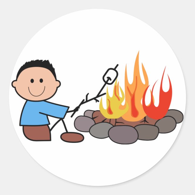 Roasting Marshmallows Classic Round Sticker (Front)