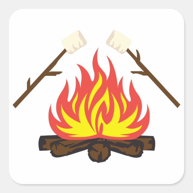 Roasting Marshmallows Square Sticker (Front)