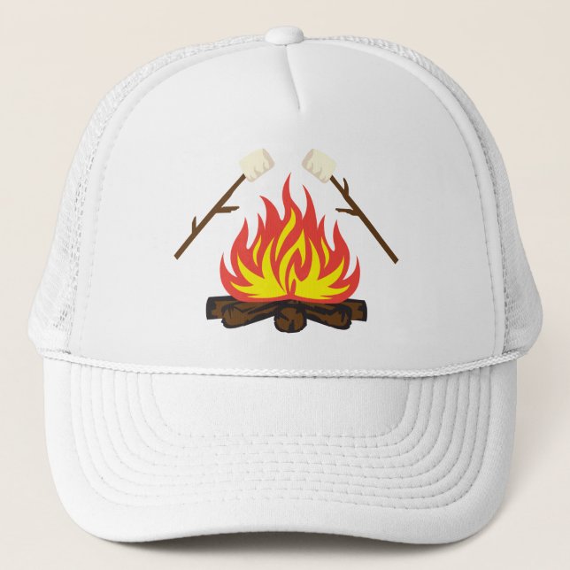 Roasting Marshmallows Trucker Hat (Front)