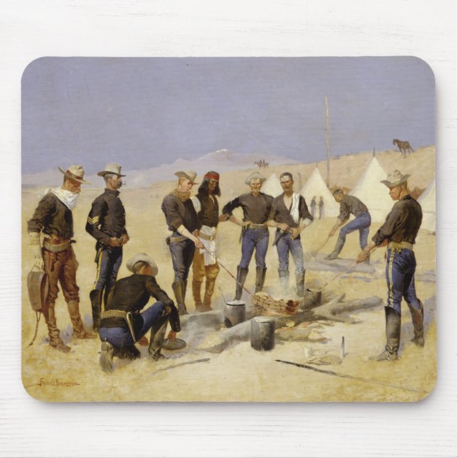 Roasting the Christmas Beef in a Cavalry Camp Mouse Pad (Front)