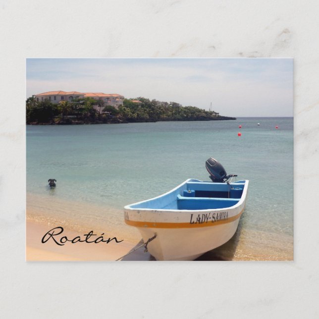 roatán boat postcard (Front)