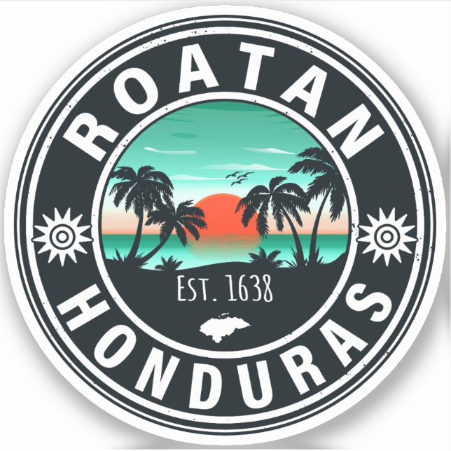 Roatán Honduras Island Retro Sunset Souvenirs 80s (Front)