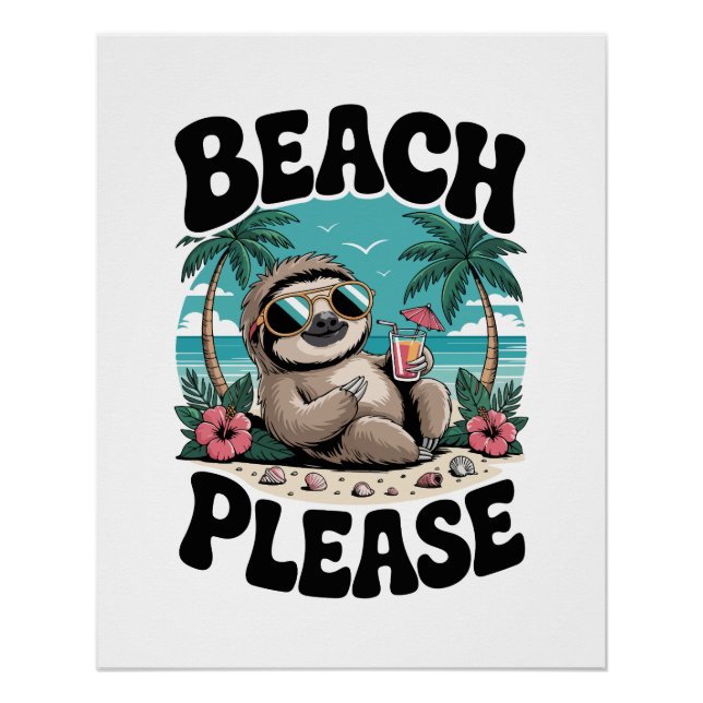 Roatan Honduras Sloth Summer Poster (Front)