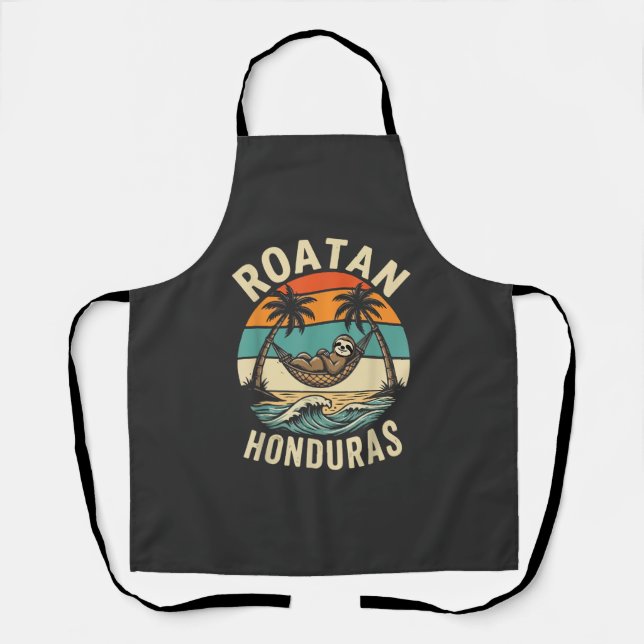 Roatan Honduras Sloth T-Shirt Apron (Front)
