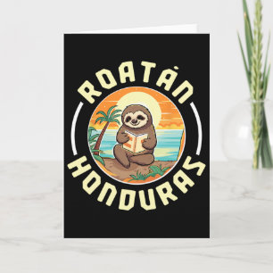 Roatan Honduras Vacation Sloth Beach Summer Men Wo Card