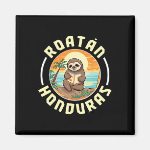 Roatan Honduras Vacation Sloth Beach Summer Men Wo Magnet