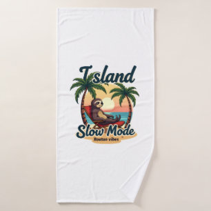 Roatan Sloth Vintage Island Relax Graphic 2 Bath Towel