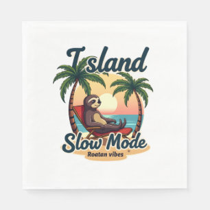 Roatan Sloth Vintage Island Relax Graphic 2 Napkin