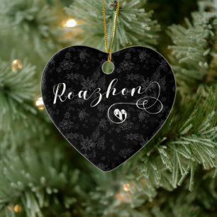 Roazhon, Rennes Flag in Heart, Brittany Ceramic Tree Decoration