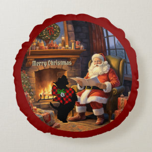 Rob Roy MacGregor Scottie Dog Xmas Personalised Round Cushion