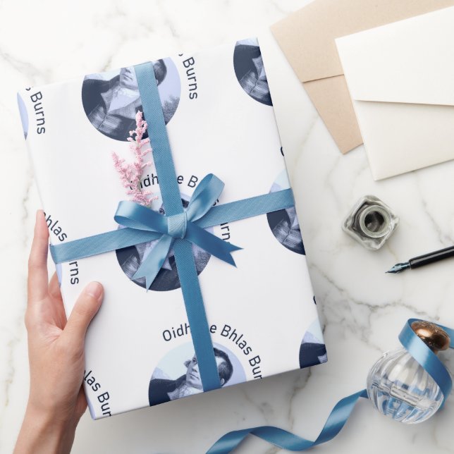 Robbie Burns - Oidhche Bhlas Burns Blue Text Wrapping Paper (Gifting)