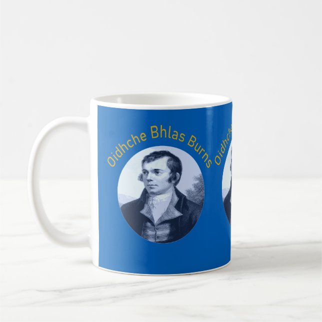 Robbie Burns - Oidhche Bhlas Burns Yellow Text Coffee Mug (Left)