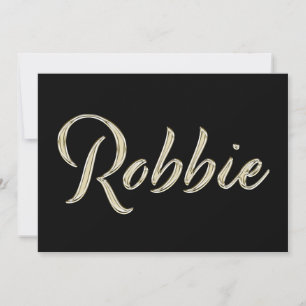 Robbie Name white gold Handwriting Card