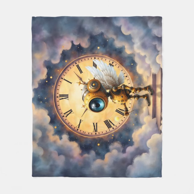 Robby the Winged Timekeeper – Wings of Time Series Fleece Blanket (Front)