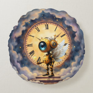 Robby the Winged Timekeeper – Wings of Time Series Round Cushion