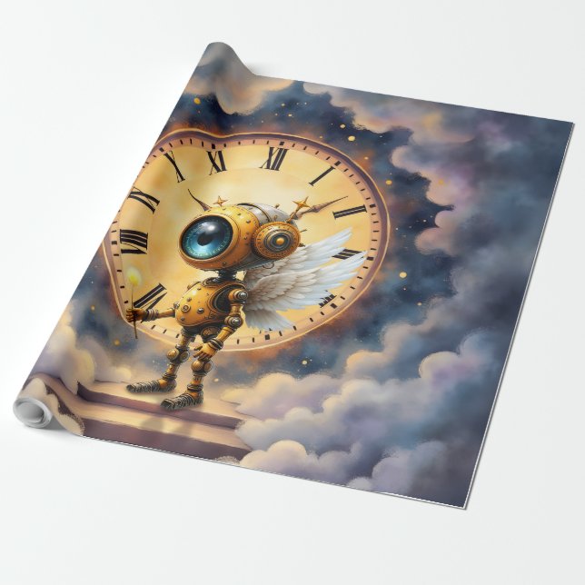 Robby the Winged Timekeeper – Wings of Time Series Wrapping Paper (Unrolled)