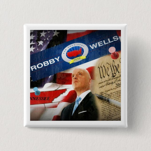 Robby Wells for President 2016 15 Cm Square Badge (Front)