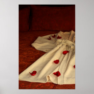 Robe, petals and bed poster