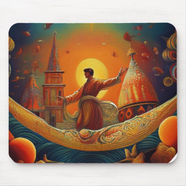 Robed Man In Fantasy Scene In Ancient City Mouse Pad (Front)