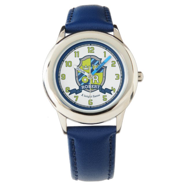 Robert boys name meaning crest bear blue green watch (Front)