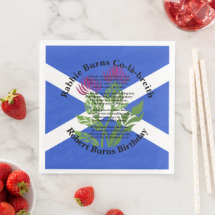 Robert Burns Birthday Poem Thistle Flag Napkin