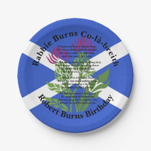 Robert Burns Birthday Poem Thistle Flag Small 7" Paper Plate