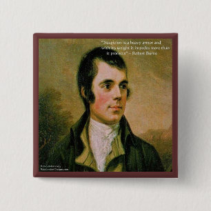 Robert Burns & Famous Suspicion Quote 15 Cm Square Badge