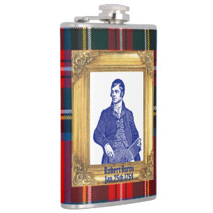 Robert Burns Royal Stewart Plaid Jan 25 Cocktail Hip Flask