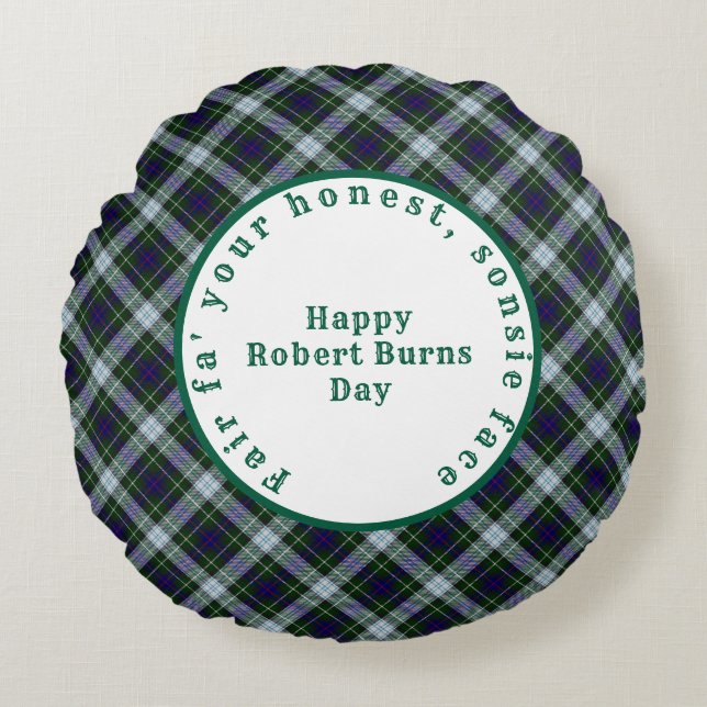 Robert Burns Scottish Tartan 2 Round Cushion (Front)