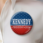 Robert F Kennedy JR 2024 - stars stripes 6 Cm Round Badge<br><div class="desc">A patriotic stars and stripes design for Kennedy running for President in the 2024 election.</div>