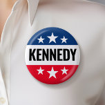 Robert F Kennedy JR 2024 - vintage Ike design 6 Cm Round Badge<br><div class="desc">A fun design featuring Kennedy's name in the style of the I Like Ike button from history. A patriotic stars and stripes design for Kennedy running for President in the 2024 election.</div>