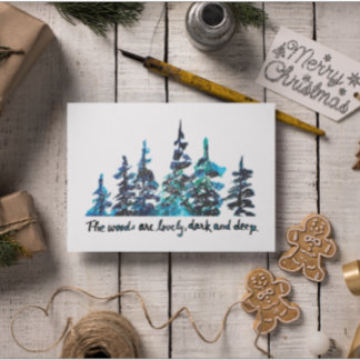 Robert Frost Poem Hand-Drawn Pine Forest Card