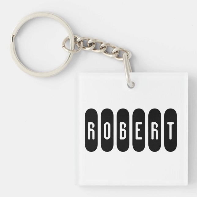 Robert Mens Name In Black n White, Key Ring (Front)