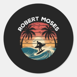 Robert Moses Surfboard Waves Beach  Classic Round Sticker