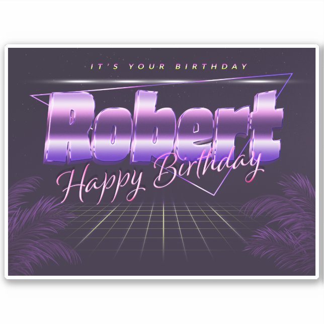 Robert Name First name lila retro Sticker Birthday (Front)