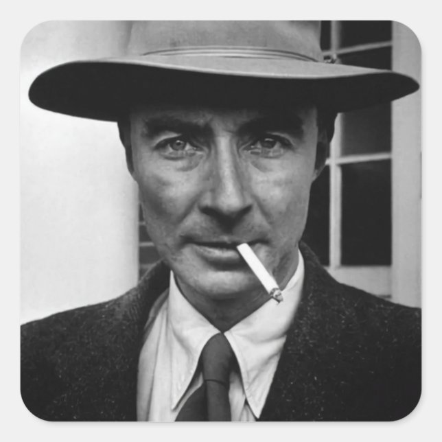 Robert Oppenheimer Smoking Photo Square Sticker (Front)